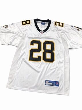 New Orleans Saints White #28 Football Jersey with Black & Gold Trim - NFL Reebok